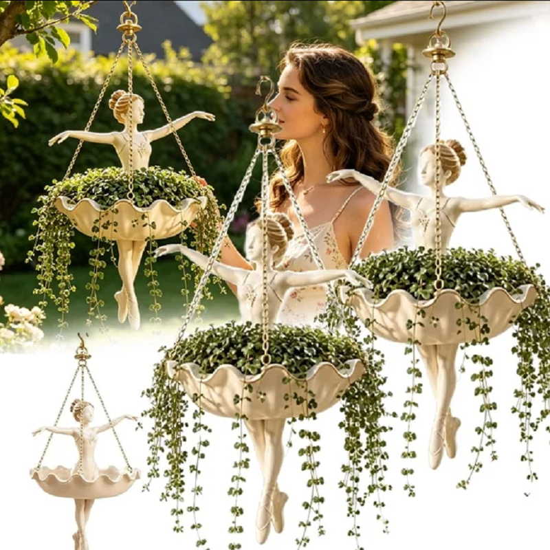 Echeveria Succulent - Resin Ballet Dancer Hanging Planter Ballerina